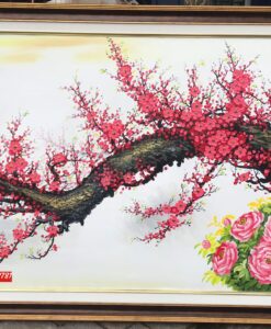 Tranh hoa đào, tranh cành hoa đào tài lộc ST103