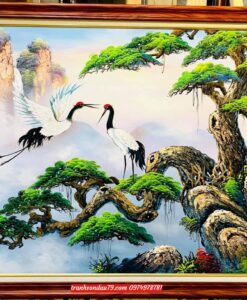 Tranh tùng hạc diễn niên tranh sơn dầu ST107