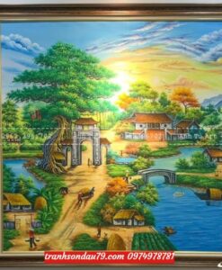 Tranh đồng quê việt nam phong cảnh đồng quê ST235