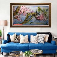 Tranh hoa đào, tranh hoa đào chim công đẹp ST89 - Ảnh 2