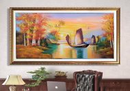 Tranh sơn dầu thuận buồm xuôi gió ý nghĩa gia chủ sb2 - Ảnh 2