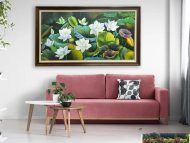 Tranh hoa sen ,tranh sơn dầu hoa sen STv31 - Ảnh 2