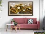 Tranh hoa sen, tranh sơn dầu hoa sen vẽ nổi 3D ST03 - Ảnh 2