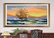 Tranh thuận buồm xuôi gió , tranh sơn dầu đẹp ST58 - Ảnh 2