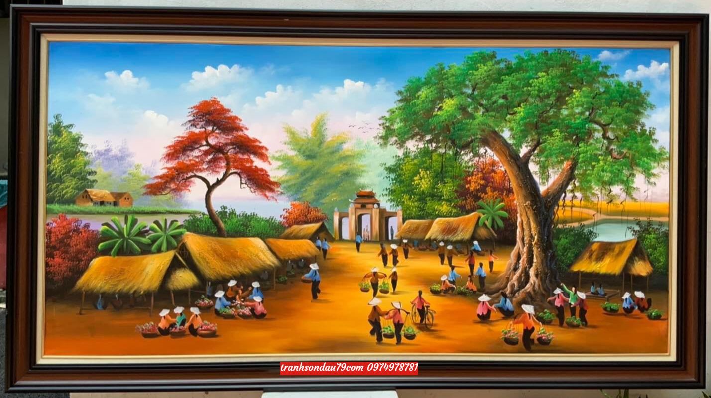 tranh-dong-que-viet-nam.jpeg Tranh đồng quê việt nam, phong cảnh đồng quê ST91 - Ảnh 1