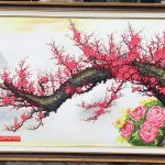 Tranh hoa đào, tranh cành hoa đào tài lộc ST103