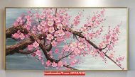 Tranh hoa đào đẹp sang trọng phòng khách st55