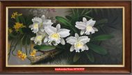 Tranh hoa lan, tranh sơn dầu hoa lan trắng đẹp ST103