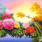 Tranh sơn dầu hoa mẫu đơn treo tường ST28