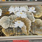 Tranh sơn dầu hoa sen treo tường ST043