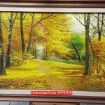 Tranh mua thu lá vàng ,tranh sơn dầu khung gỗ ST72