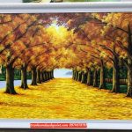 Tranh hàng cây mùa thu lá vàng, Tranh mua thu lá vàng SB088