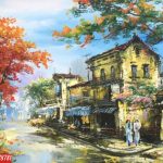 Tranh phố cổ hà nội , tranh sơn dầu phố cổ hà nội ST26