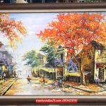 Tranh phố cổ hà nội , phố cổ mùa thu hà nội st34