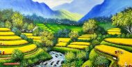 Tranh ruộng bậc thang phong cảnh tấy bắc đẹp nhất ST95
