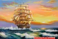 Tranh thuận buồm xuôi gió , tranh sơn dầu đẹp ST58